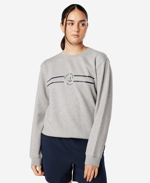 W SHACKLE CREW SWEAT, Grey Melange