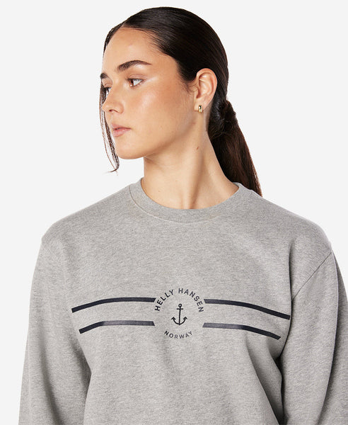 W SHACKLE CREW SWEAT, Grey Melange